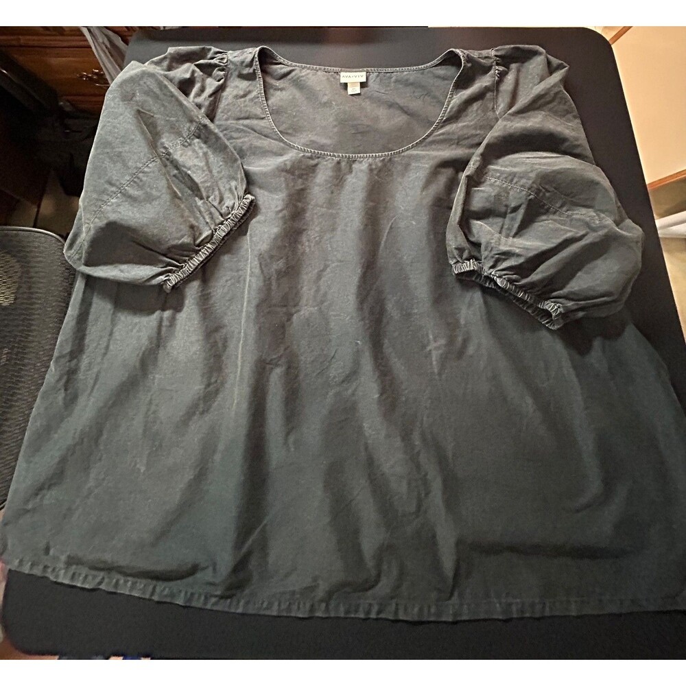 NWOT Ava & Viv Women's plus size top 100% cotton-puff 3/4 sleeve